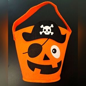 Pirate Pumpkin Felt Halloween Bucket